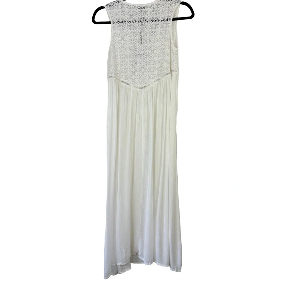 NWT Akasa Sz 6 Women's White Crochet Lace Vneck Hook‎ Eye Front Cover Up Boho